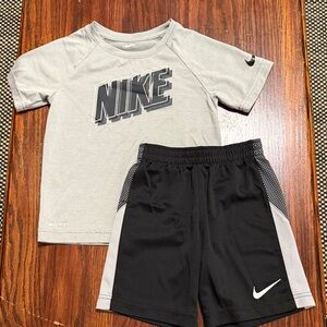Nike Kids Gray Tee and Black Shorts Set